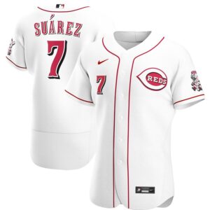 Men's  Cincinnati Reds #7 Eugenio Suarez White Home 2020 Player Jersey