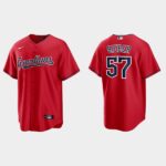 Men's Cleveland Guardians #57 Shane Bieber Red Alternate Jersey