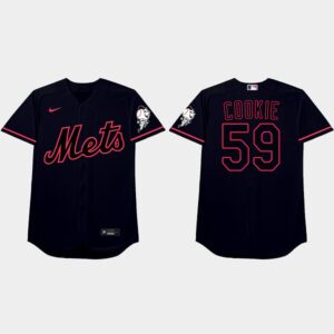 Men's New York Mets @#59 Carlos Carrasco Nickname Black 2021 Players' Weekend Cookie Jersey