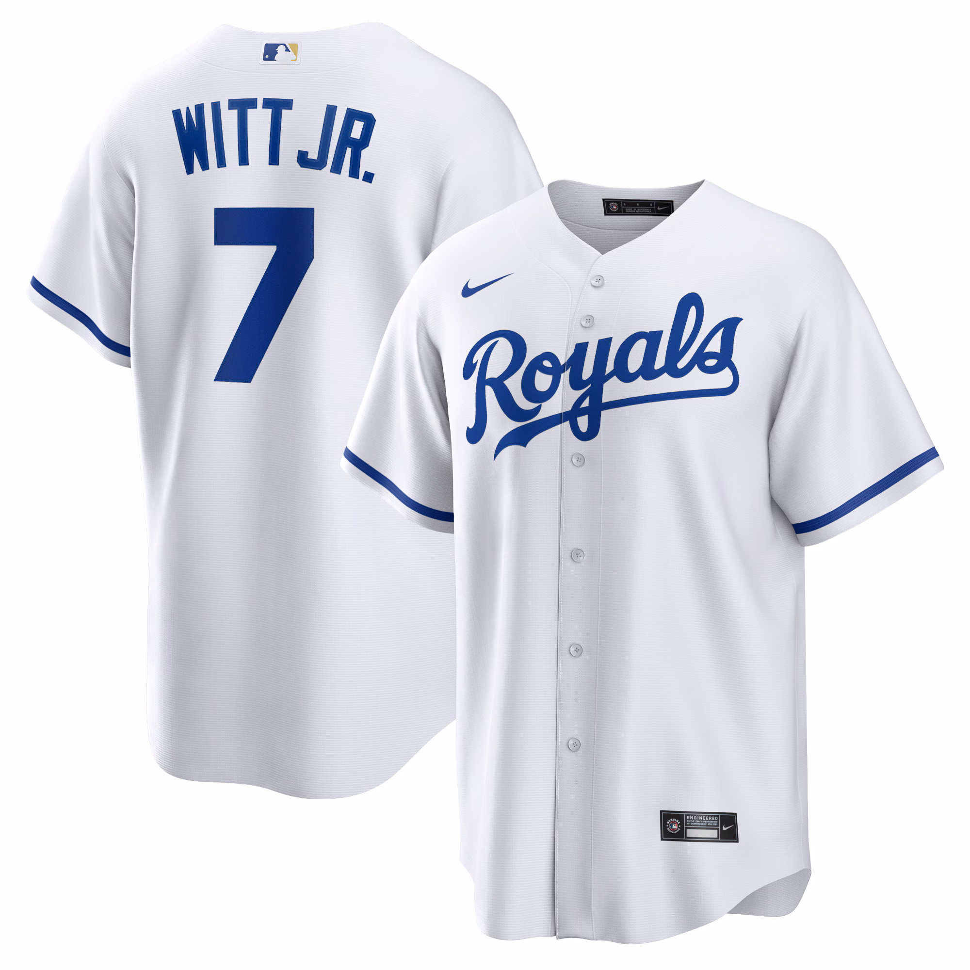 Kansas City Royals Bobby Witt Jr. #7 White Home Replica Player Jersey