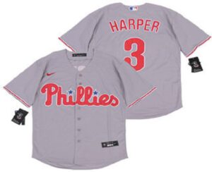 Men's Philadelphia Phillies #3 Bryce Harper Gray Stitched Cool Base  Jersey