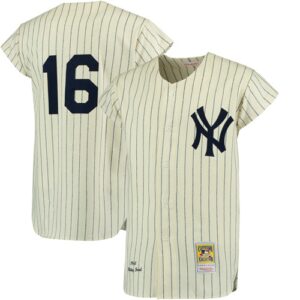 Mitchell And Ness 1961 New York Yankees #16 Whitey Ford Cream Throwback Stitched Jersey
