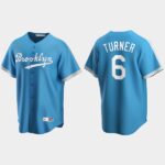 Men's Los Angeles Dodgers #6 Trea Turner Cooperstown Collection Alternate Flex Base Jersey - Blue