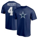 Men's Dak Prescott Navy Dallas Cowboys Player Icon Name & Number T-Shirt