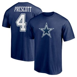 Men's Dak Prescott Navy Dallas Cowboys Player Icon Name & Number T-Shirt