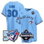 Alejandro Kirk #30 Toronto Blue Jays 50th American League Champions Jersey Stitched Light Blue