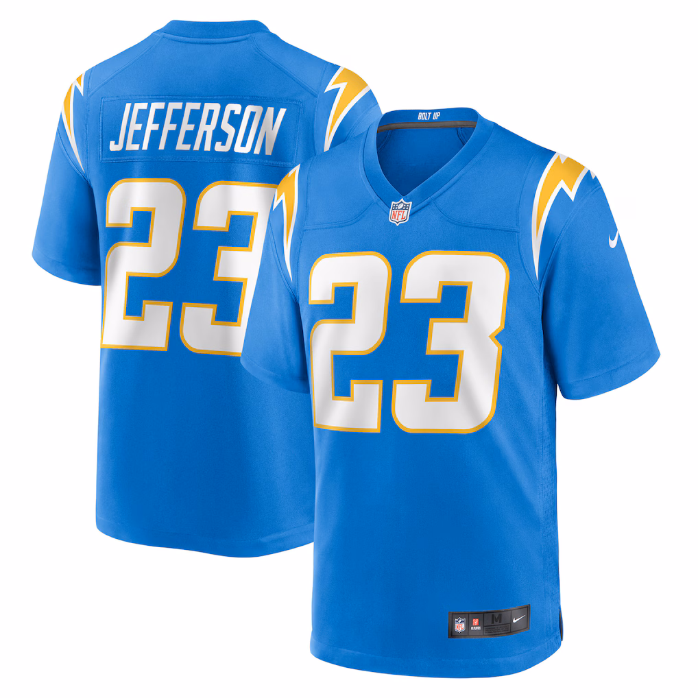 Tony Jefferson #23 Los Angeles Chargers Team Game Jersey - Powder Blue
