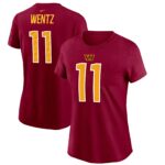 Women's Carson Wentz Burgundy Washington Commanders Player Name & Number T-Shirt