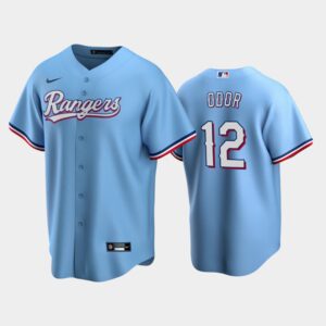 Men's Texas Rangers # Rougned Odor #12 Alternate Light Blue Team 2020 Cool Base Jersey