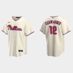 Men's Philadelphia Phillies #12 Kyle Schwarber Cream Alternate Jersey
