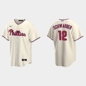 Men's Philadelphia Phillies #12 Kyle Schwarber Cream Alternate Jersey