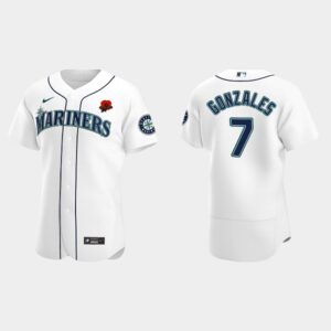 Men's Seattle Mariners #7 Marco Gonzales White 2021 Memorial Day Flex Base Jersey