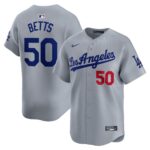 Men's Los Angeles Dodgers #50 Mookie Betts  Gray Away Limited Player Jersey