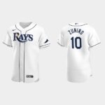 Men's Tampa Bay Rays #10 Mike Zunino White Home Flex Base Jersey