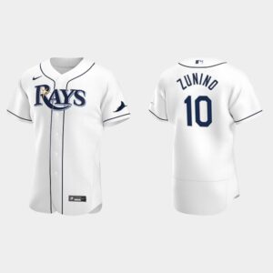 Men's Tampa Bay Rays #10 Mike Zunino White Home Flex Base Jersey