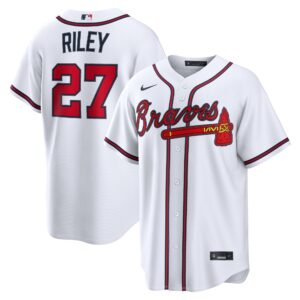 Atlanta Braves Austin Riley #27 White Home Replica Jersey