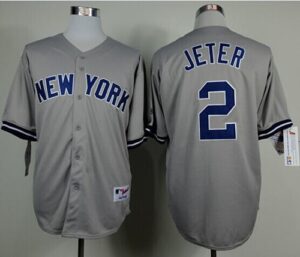 New York Yankees #2 Derek Jeter Grey Name On Back Stitched Jersey