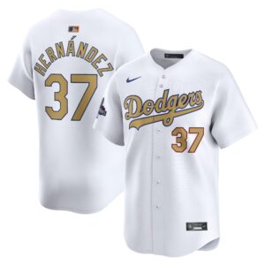 Men's #37 Teoscar Hernandez Los Angeles Dodgers  2025 Gold Collection Limited White Jersey