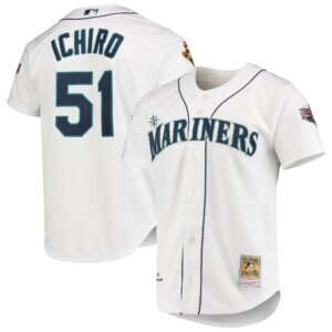 Men's Seattle Mariners Ichiro Suzuki Mitchell & Ness White 2001 All-Star Game Cooperstown Collection Jersey