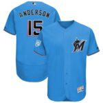 Men's Miami Marlins #15 Brian Anderson Majestic Blue 2019 Spring Training Flex Base Player Jersey