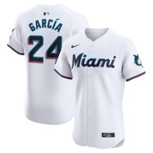 Men's Miami Marlins Avisail Garcia  White Home Elite Player Jersey