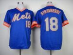 Mitchell And Ness 1983 New York Mets #18 Darryl Strawberry Blue Throwback Stitched Jersey