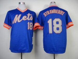 Mitchell And Ness 1983 New York Mets #18 Darryl Strawberry Blue Throwback Stitched Jersey