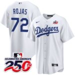 Miguel Rojas #72 Los Angeles Dodgers 250th Patch Alternate Jersey - White