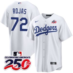Miguel Rojas #72 Los Angeles Dodgers 250th Patch Alternate Jersey - White