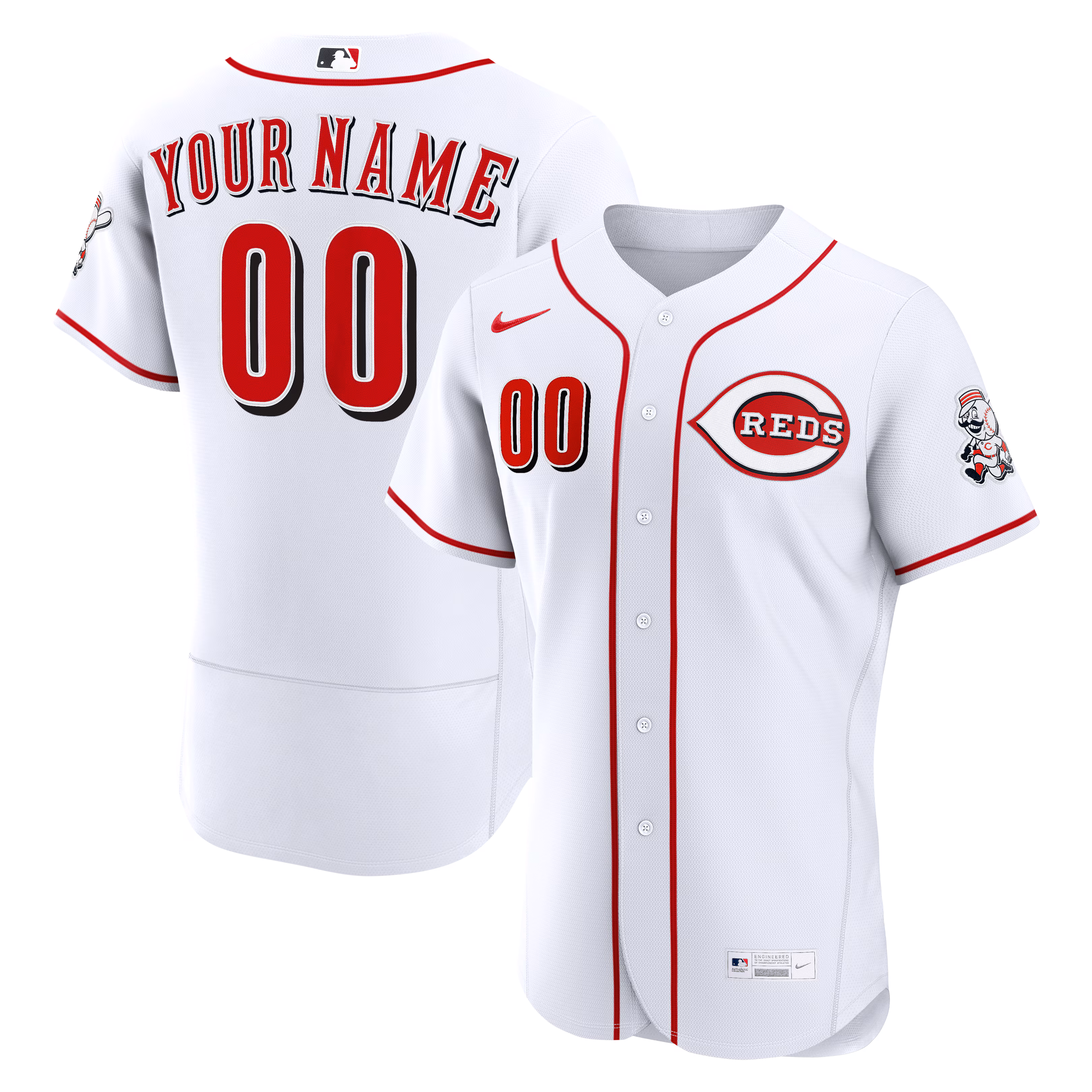 Cincinnati Reds White Home Authentic Custom #00 Jersey