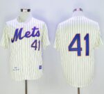 Mitchell And Ness 1969 New York Mets #41 Tom Seaver Cream(Blue Strip) Throwback Stitched Jersey