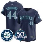 Julio Rodríguez #44 Seattle Mariners 50th Anniversary & AL West Vapor Premier Limited Jersey - Navy