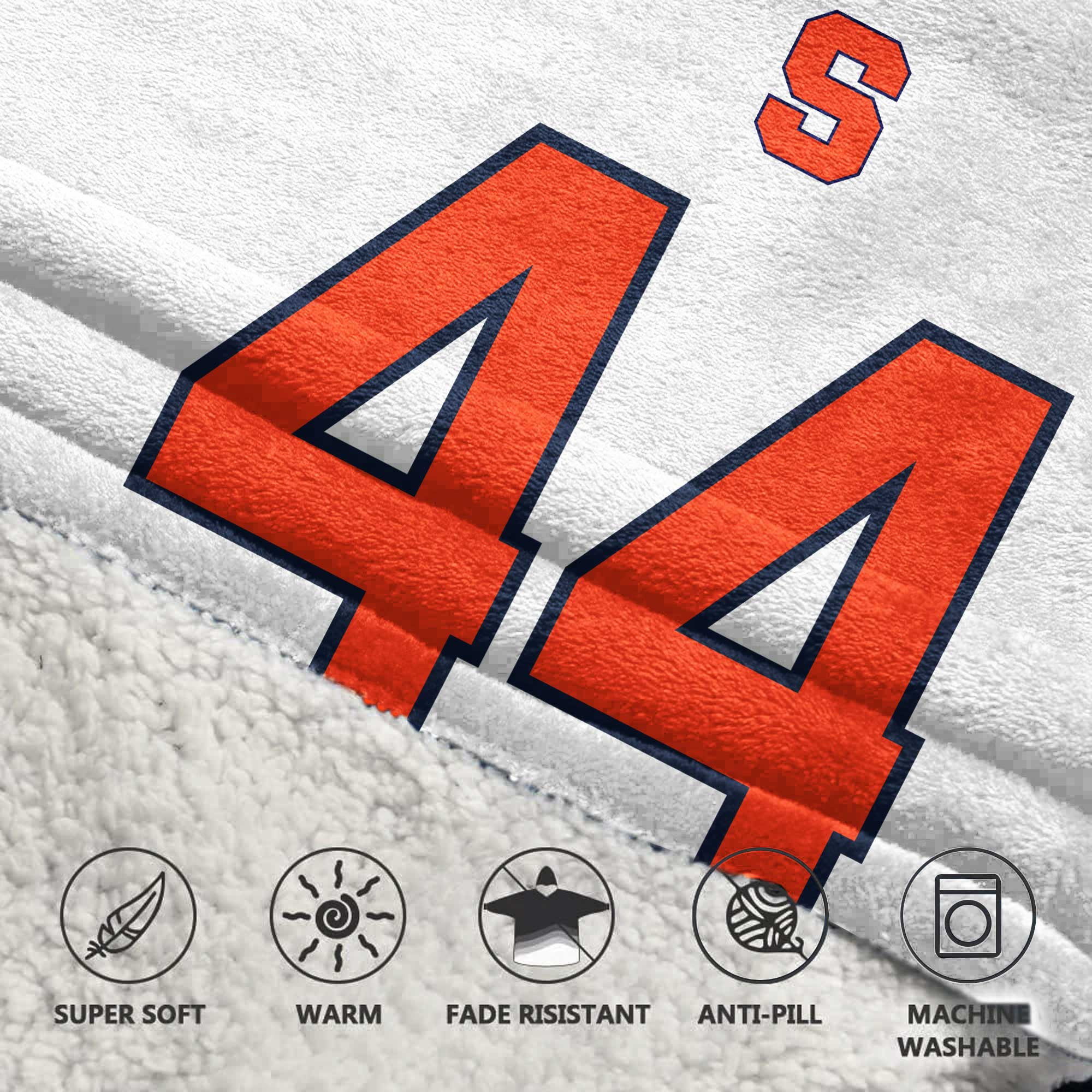 Kid #44 Navy Syracuse Football Unisex Blanket Hoodie - Image 2