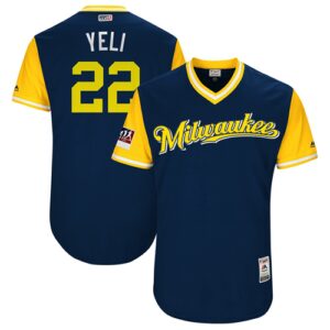 Milwaukee Brewers #22 Christian Yelich Navy "Yeli" Players Weekend Stitched Jersey