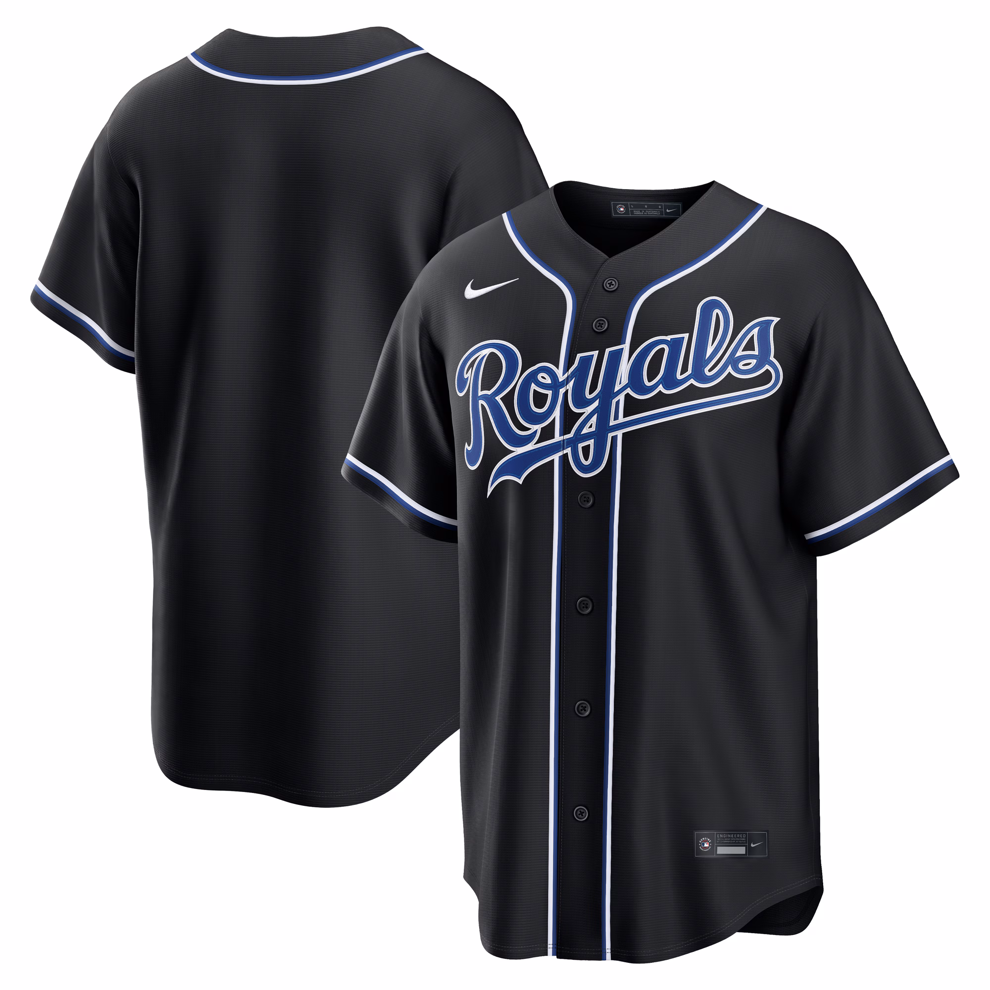 Team Kansas City Royals Fashion Replica Black Out Jersey