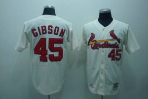 Mitchell And Ness 1967 St. Louis Cardinals #45 Bob Gibson Stitched Cream Throwback Jersey