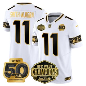 Smith-Njigba #11  Seattle Seahawks SEA 2026 NFC West Champions Limited Jersey - 50th Season Patch - All Stitched