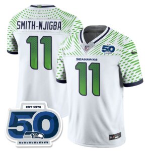 Smith-Njigba #11 Seattle Seahawks 2025 Rivalries 50th Season Patch Vapor Limited Jersey - All Stitched
