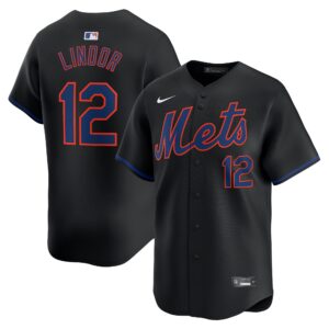 Men's New York Mets Francisco Lindor  Black Alternate Limited Player Jersey