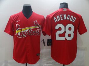 Men's St. Louis Cardinals #28 Nolan Arenado Red Stitched Cool Base  Jersey