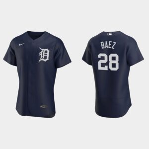 Men's Detroit Tigers #28 Javier Baez Alternate Navy Jersey