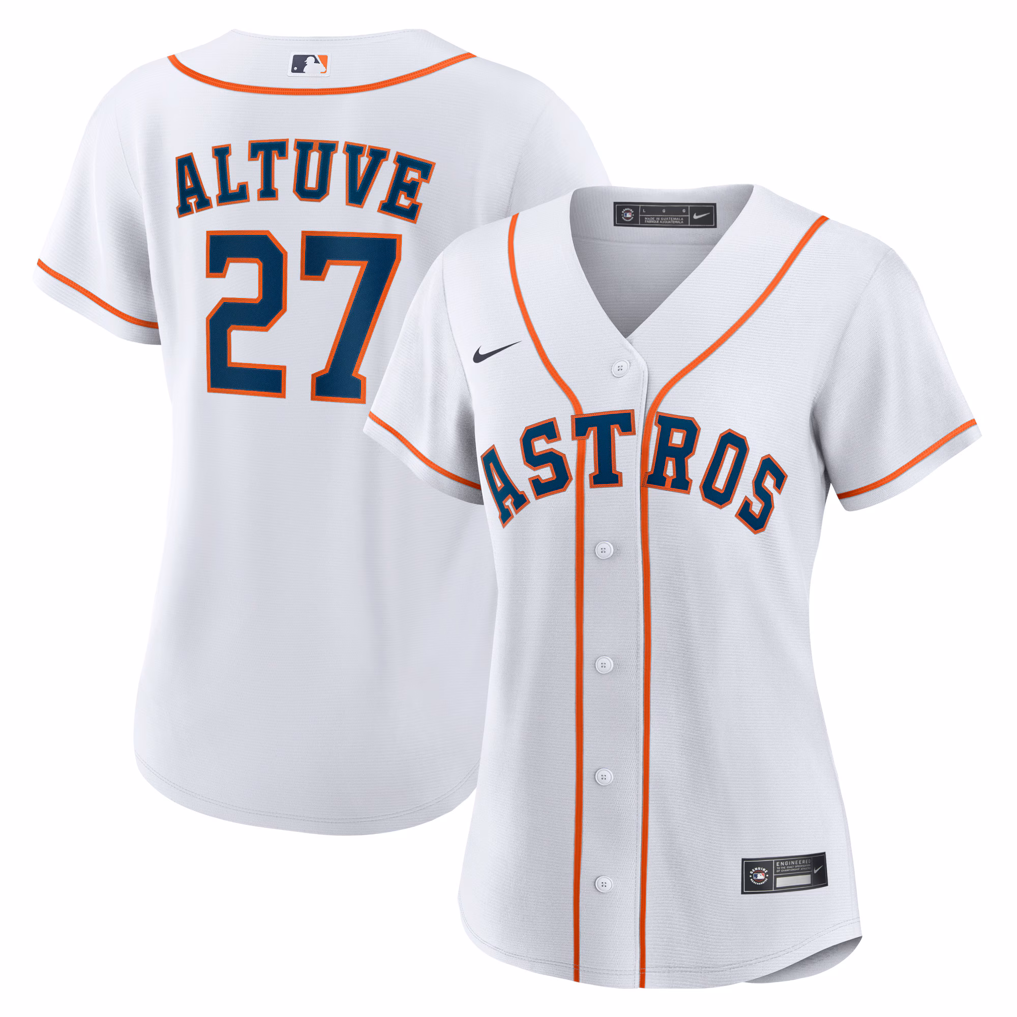 Women's Houston Astros Jose Altuve #27 White Home Replica Player Jersey