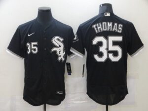 Men's Chicago White Sox #35 Frank Thomas Black Stitched Flex Base  Jersey