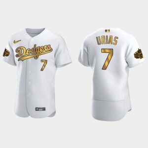 Men's Los Angeles Dodgers #7 Julio Urias 2022 All-Star Game Flex Base Jersey - White Gold
