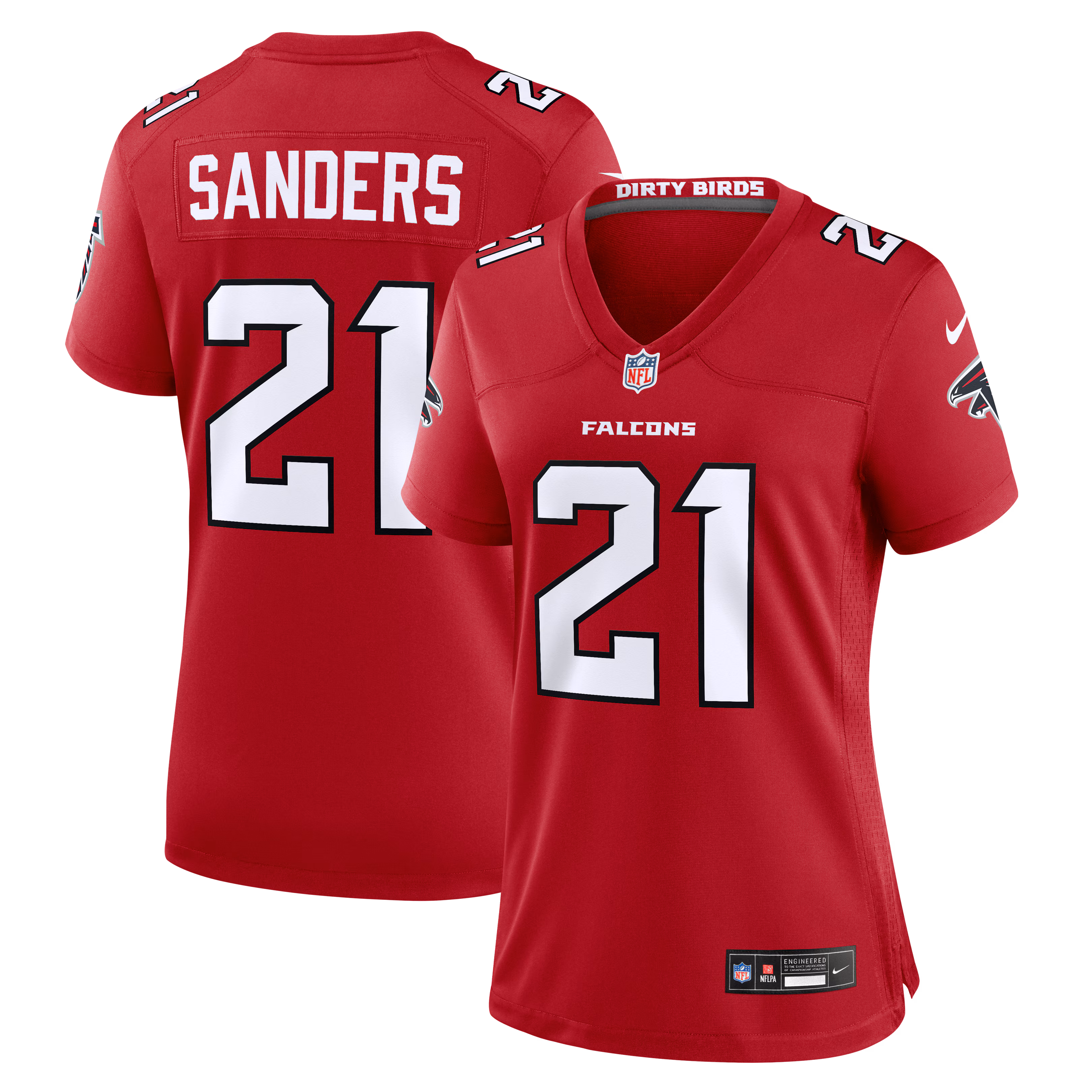 Women's Atlanta Falcons Deion Sanders #21 Red Retired Player Game Jersey