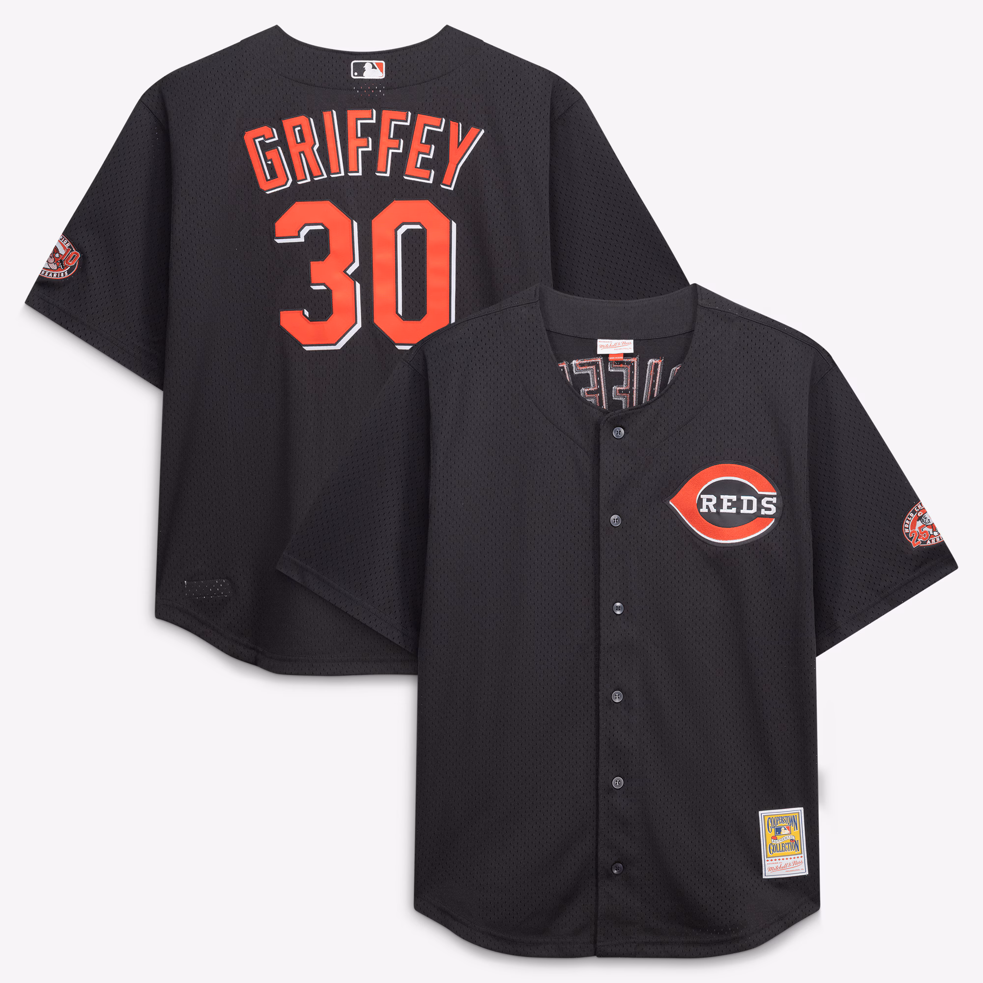 Cincinnati Reds Ken Griffey Jr. #30 Mitchell & Ness Black Big & Tall Cooperstown Mesh Batting Practice Jersey