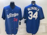 Men's Los Angeles Dodgers #34 Fernando Valenzuela Royal 2021 City Connect Cool Base Stitched Jersey