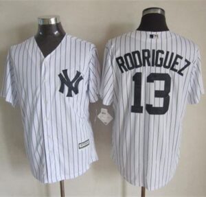 New York Yankees #13 Alex Rodriguez White Strip New Cool Base Stitched Jersey