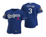 Men's Los Angeles Dodgers #3 Chris Taylor Royal 2020 World Series Flex Base  Jersey