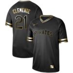 Pittsburgh Pirates #21 Roberto Clemente Black Gold Stitched Jersey